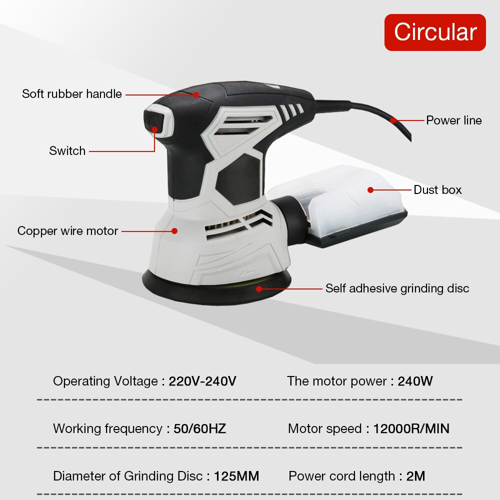 DTBD 200W/300W Electric Sander Machine with Sheets of sandpaper and Dust exhaust Strong Dust Collection Polisher Power Tools