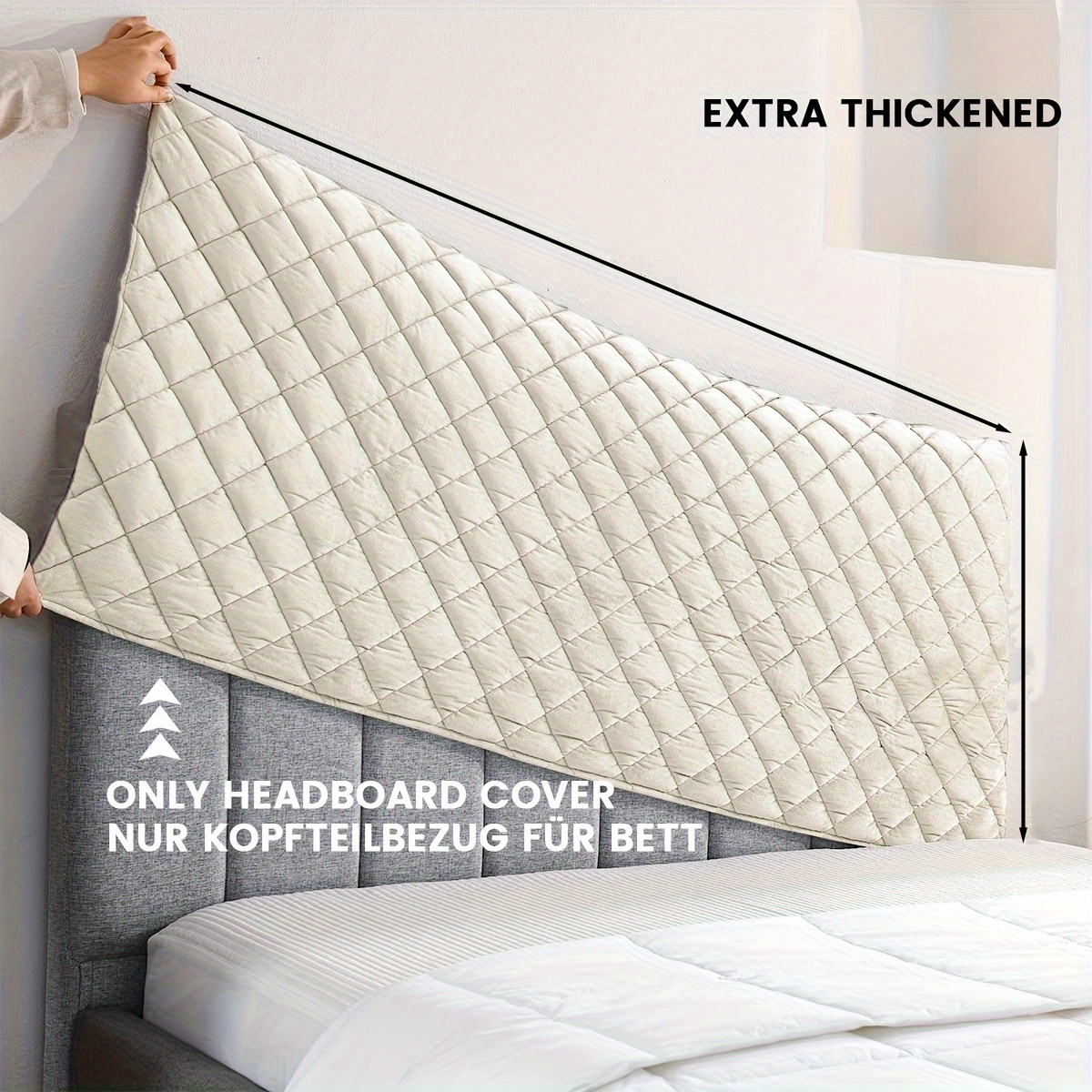Headboard Cover Bed Back Dust Protector Cover Super Soft Solid Color Bed Haed Cover Quilte Head Cover: Queen / WHITE