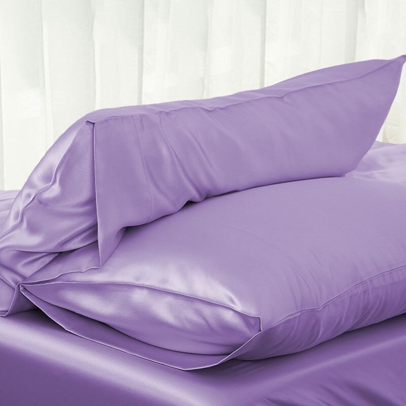 Simple satin silk solid color bedding pillowcase Single side Silk Pillow case best for Children/adult: Purple