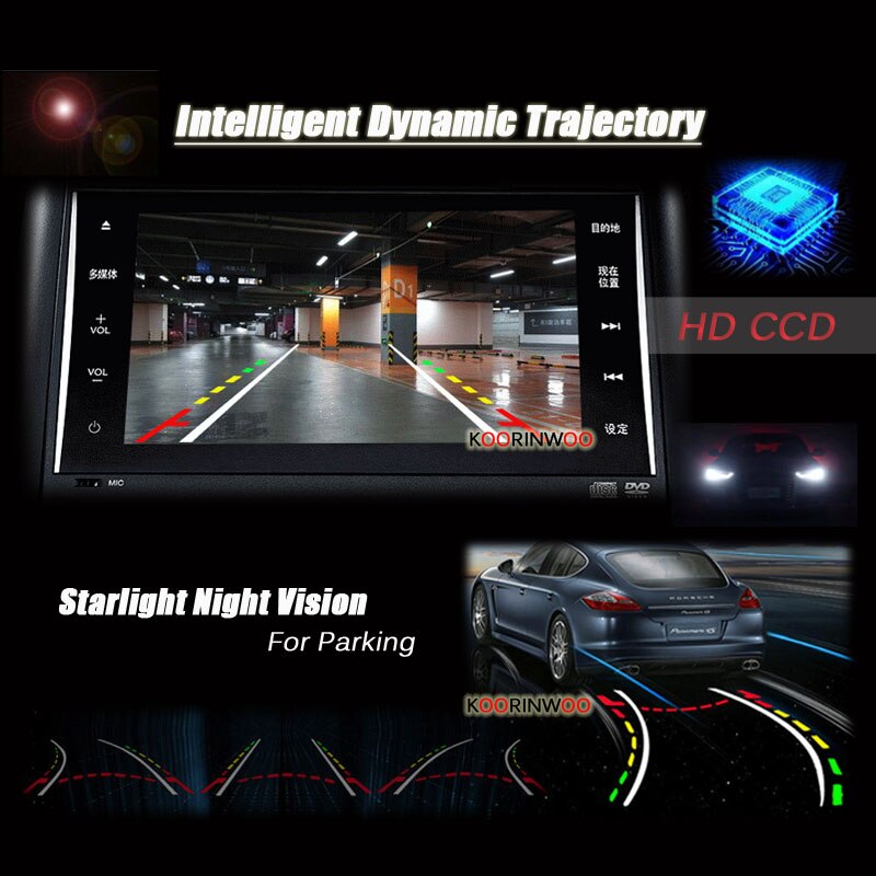 Koorinwoo Moving Dynamic Trajectory HD CCD Car Rear View Camera Night Vision Backup Parking Assistance Reverse camera