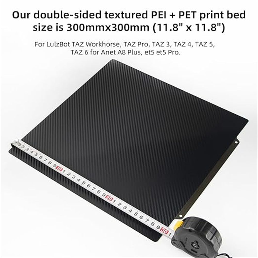 Plaque de construction magnétique Double face PET PEO, lit chauffant, tôle d'acier à ressort pour imprimante 3D LulzBot TAZ Anet A8 PEI, 300x300mm