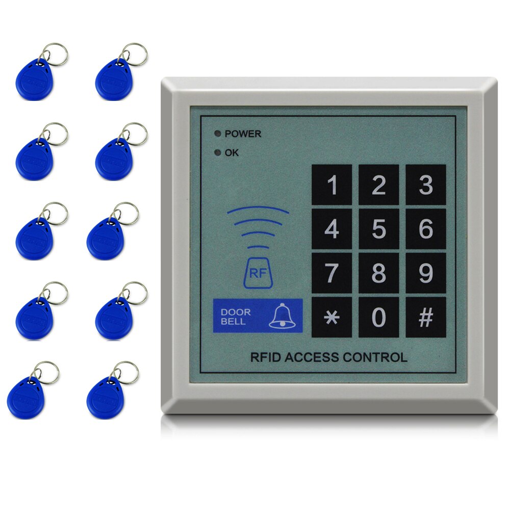 RFID Card Reader Access Control Keypad Device Machine Security 125Khz RFID Proximity Entry Door Lock 1000 user Door Lock Syst: x1 and 10 Keys