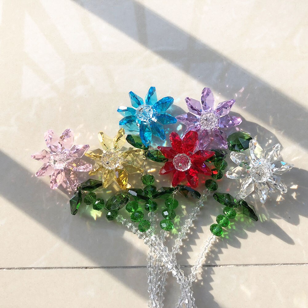 Crystal Prisms Rose Window Suncatcher Rainbow Maker Hanging Ornament Collection Home Wedding Decor Accessories