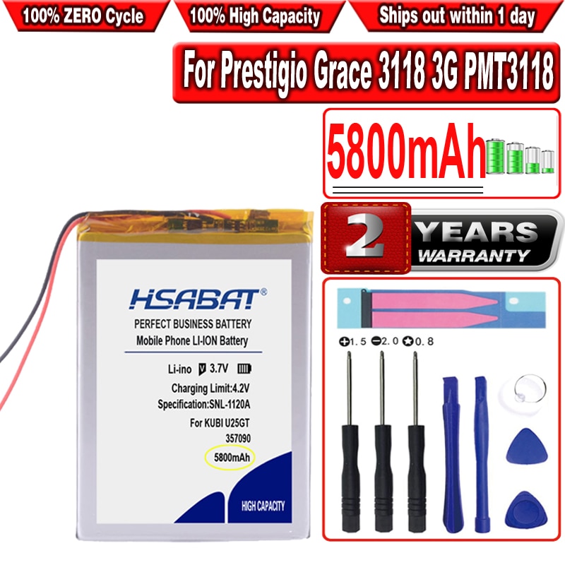Hsabat-bateria de lítio polímero, 5800mah 357090 para tablet de 7 polegadas, u25gt 7,8,9 polegadas, pc, icoo 3.7v