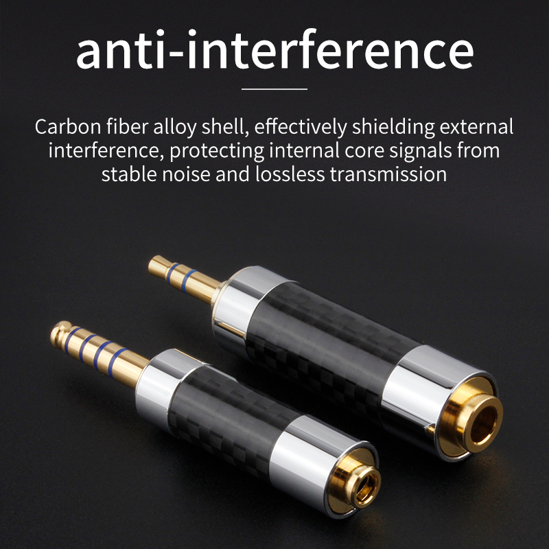 Vergulde hoofdtelefoonaansluiting 2,5 mm 3,5 mm 4,4 mm conversie Audio-adapter Stereo stekker Koolstofvezel audioconnector