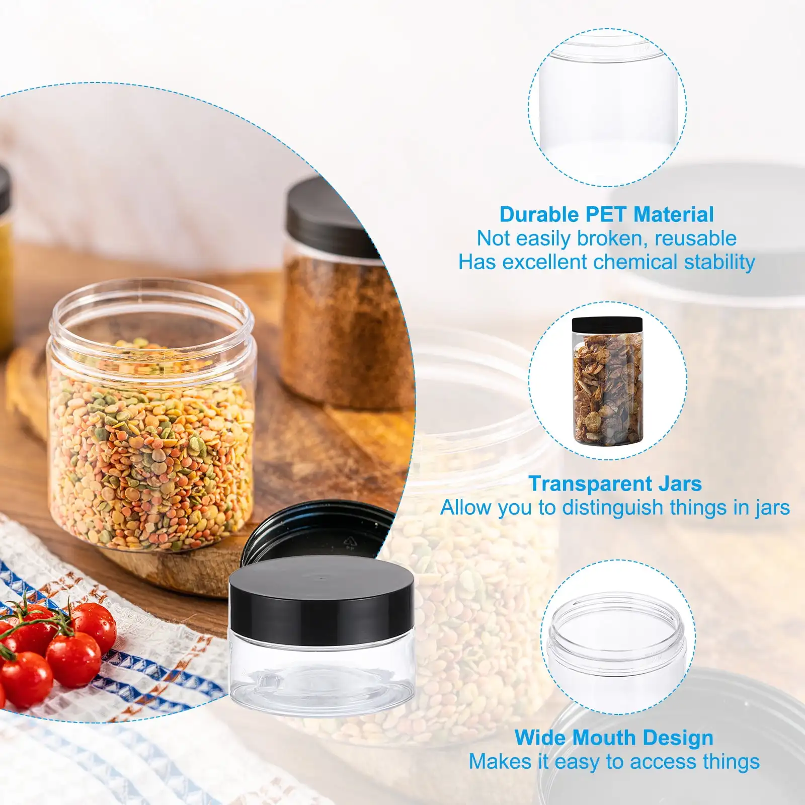 10 stk 2/3/5/10/15/20ml plastik cremekrukker, prøvebeholdere til skønhedsprodukter med lækagesikker rejseflaske med bred åbning til toiletcreme