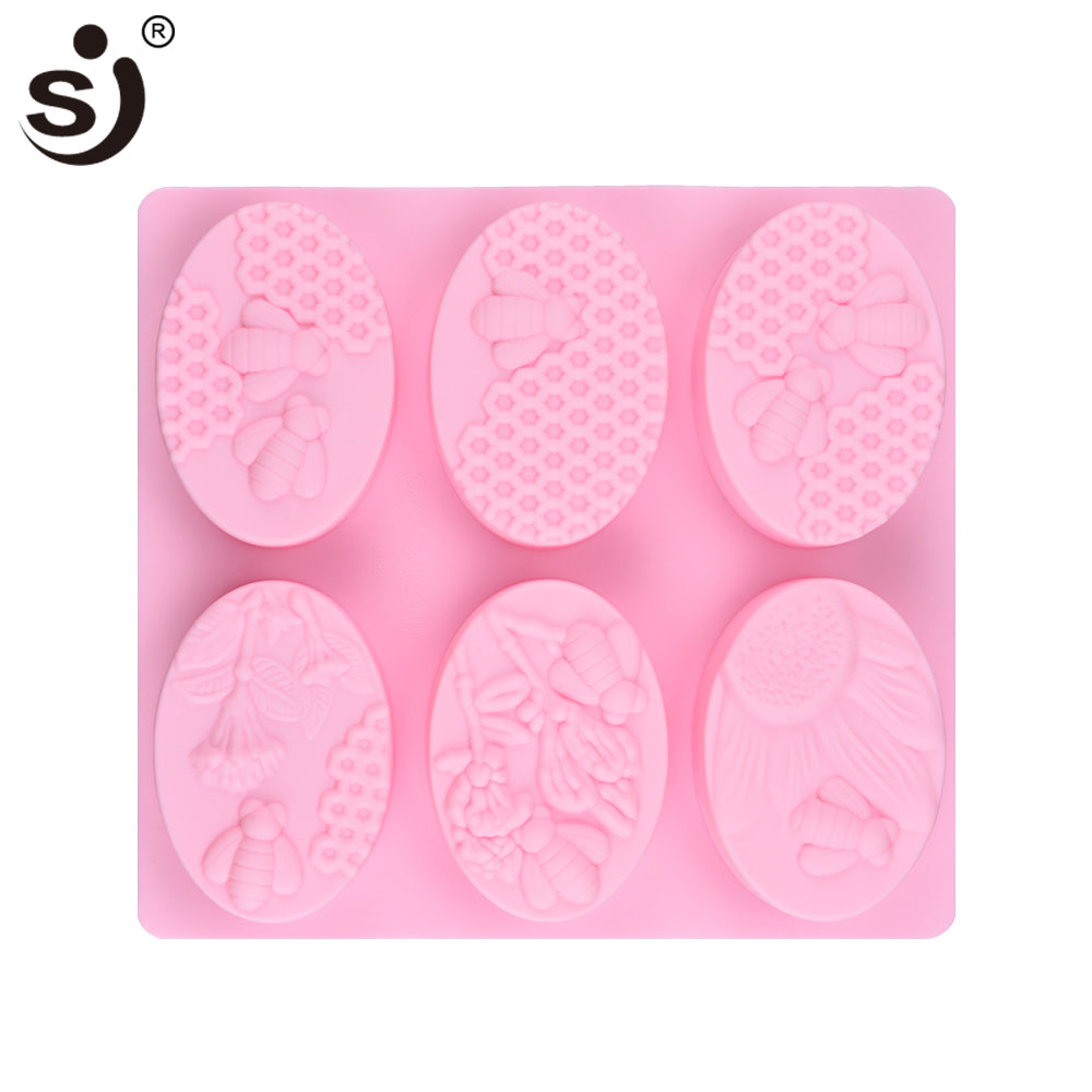 Sj mel abelha formas moldes de silicone para sabão artesanal ofício 3d sabão que faz o formulário não vara fácil de limpar