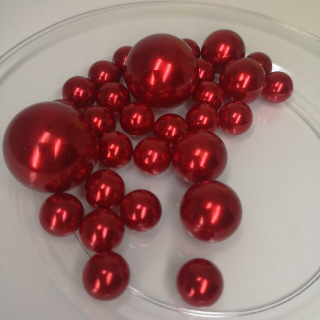 40 PCS Blue Floating Pearls Beads for Vases No Hole Highlight Pearl Bead Vase Fillers for Centerpieces, 30mm, 20mm, and 14mm: red