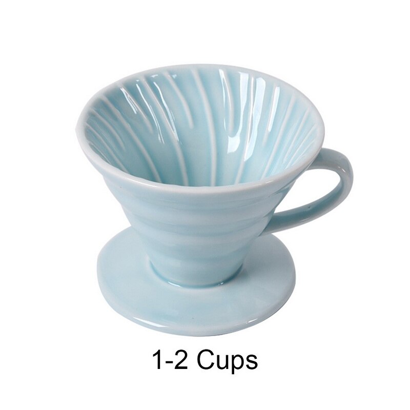 Keramische Koffie Druppelaar Motor V60 Stijl Koffie Drip Filter Cup Permanente Giet Over Koffiezetapparaat Met Aparte Stand Voor 1-4 Cups: Blue-2 G248391