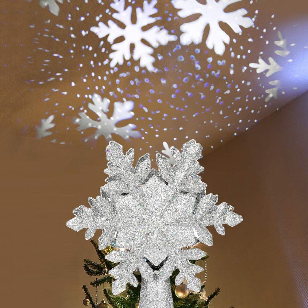 Christmas Tree Topper Snowflake Shape Projection Light Christmas Tree Fairy-Christmas Tree Snowflake Shape Decoration Light