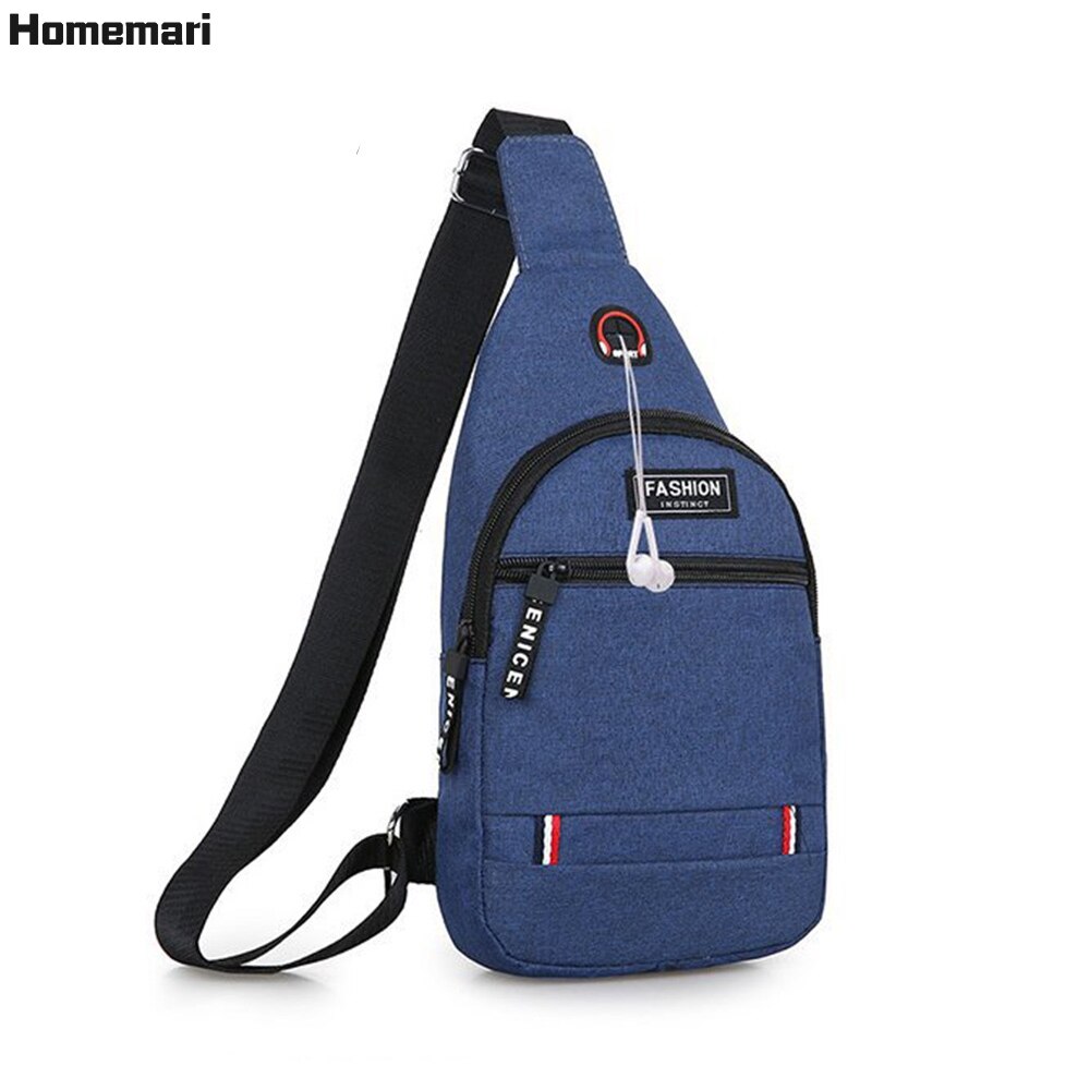 Homemari-Bolso cruzado con carga USB para hombre, bolsa de pecho, de viaje, para deporte al aire libre, Picnic diario, de hombro