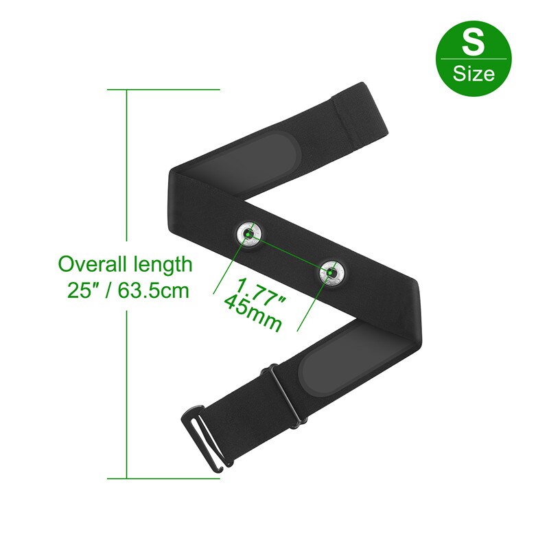 Coospo-correa para el pecho con Sensor de ritmo cardíaco, repuesto de correa suave elástica multicolor para Polar Wahoo Garmin: S-Black Strap