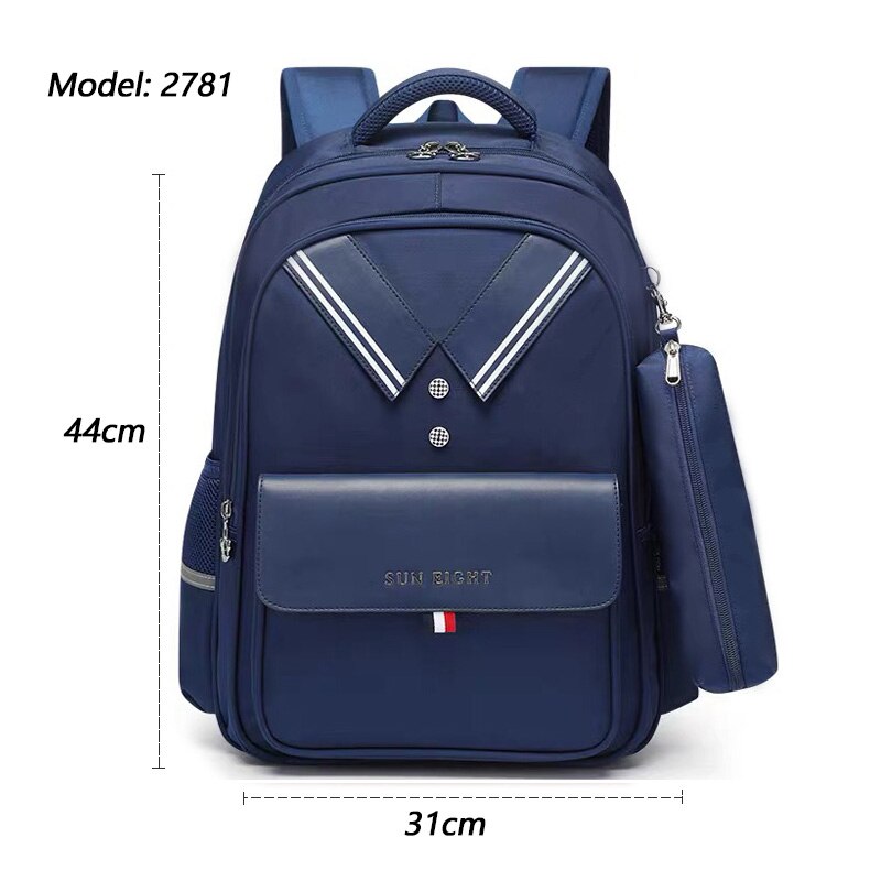Sun otte skoletasker til piger skoletaske børn rygsæk ortopædiske ryg børn tasker: Blå 2781