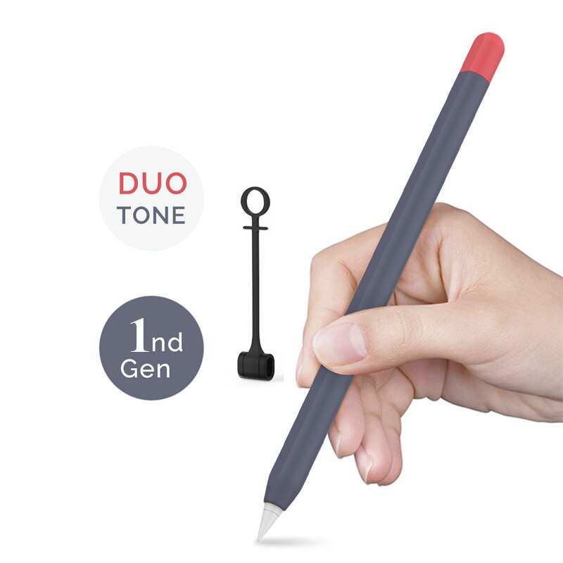 Manchon de protection Ultra-fin en Silicone pour Apple Pencil, 1ère génération, avec capuchon de stylo: Blue red