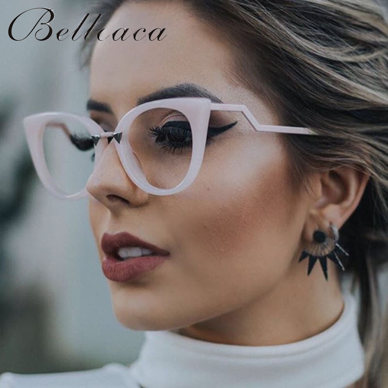 Bellcaca-gafas con montura de ojo de gato para mujer, lentes ópticas de ordenador para miopía, lentes transparentes para mujer, BC139