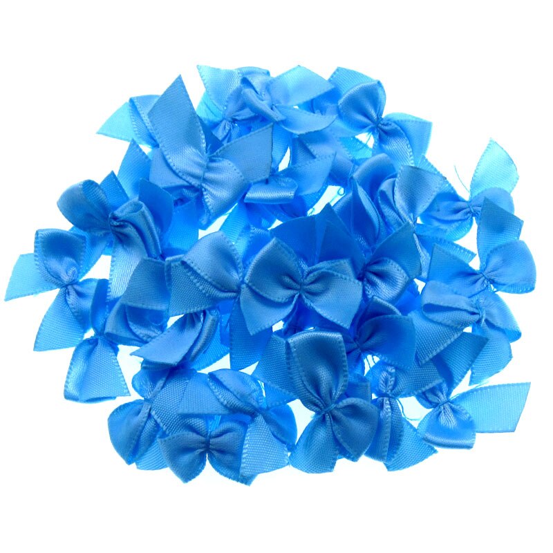 100 stks Handgemaakte Mini Satijnen Lint Bloemen Bows Lint Strik Voor Verpakking Craft Bruiloft Decoratie 3/8": blue