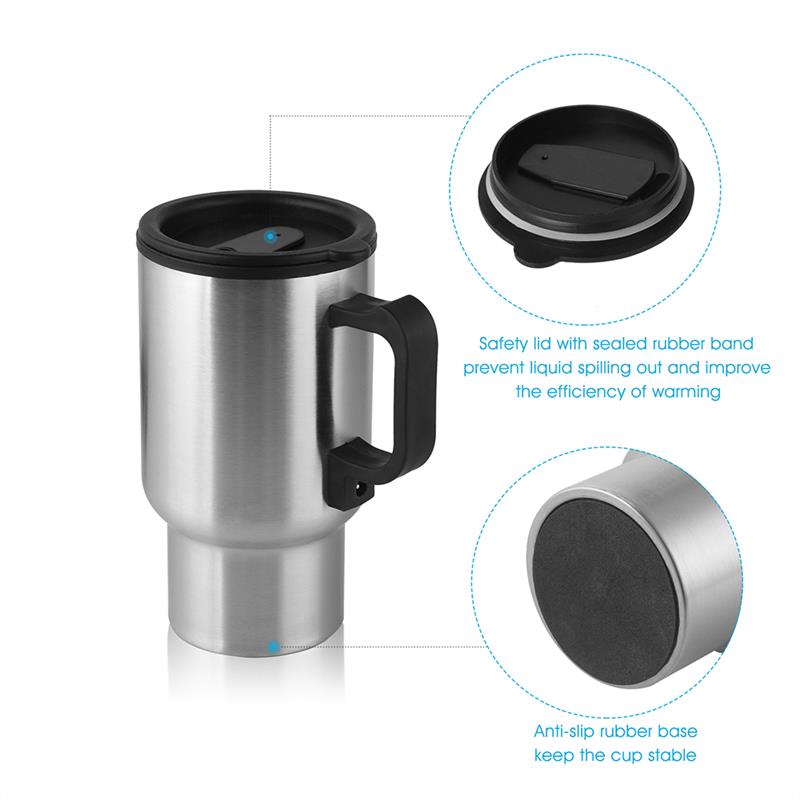 Onever 450ML Auto Car Heating Adjustable Temperature Car Boiling Electric Kettle Boiling 12V Car Cigarette Lighter Heating Cup