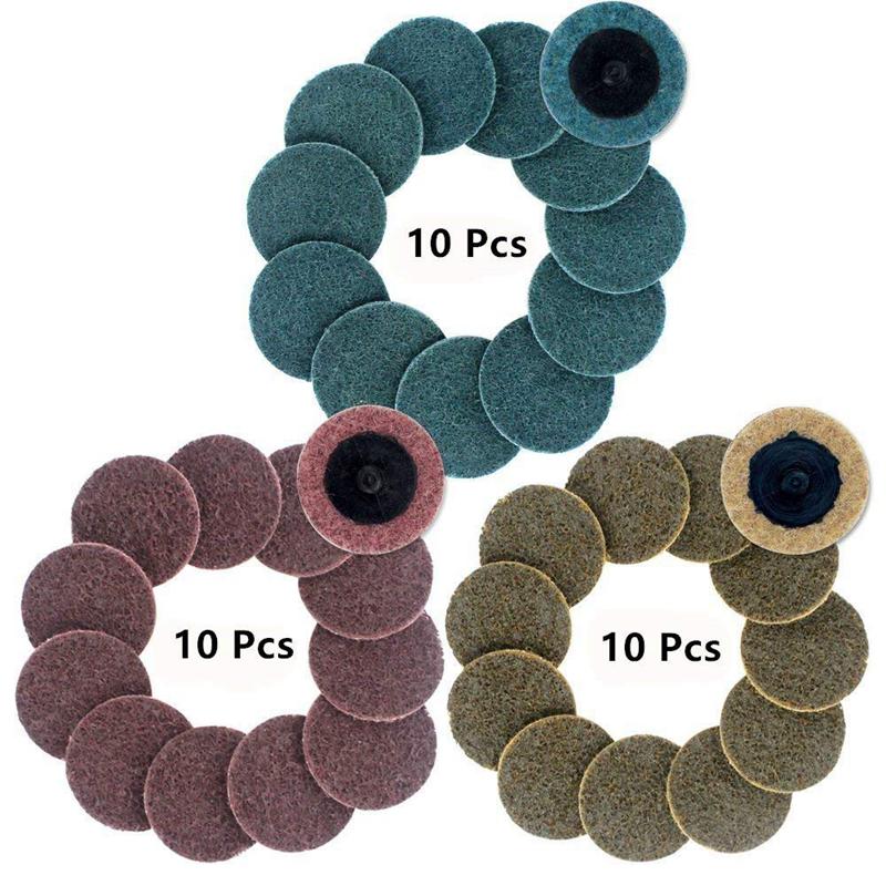 30PCS 2 inch Roloc Disc Mixed Pack(Coarse/Medium/Fine), Quick-Change Surface Conditioning Discs - for Die Grinder Surface Prep