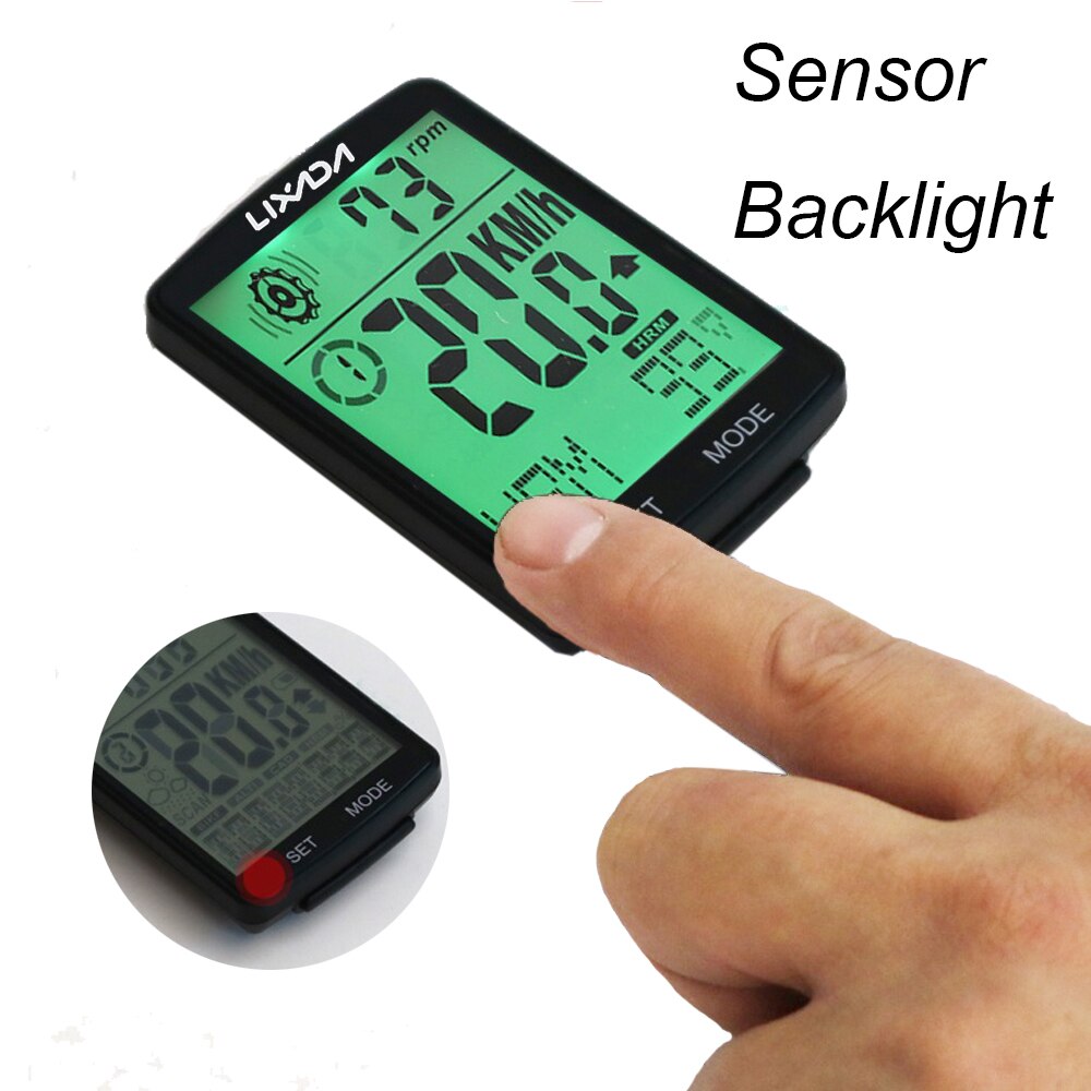 LIXADA Wireless Bike Computer Multifunctional LCD Screen Bicycle Computer Heart Rate Sensor Bike Cycling Speedometer Odometer