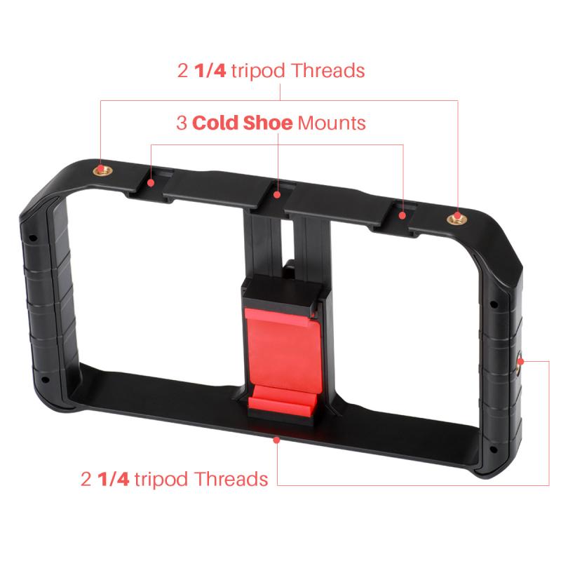 U-Rig Pro Smartphone Video Rig with 3 Shoe Mounts Filmmaking Case Handheld Phone Video Stabilizer Grip Tripod Mount Stand