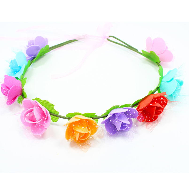 Meisjes Bloemenslingers Krans Bohemian Wijnstok Verstelbare Bruiloft Garen Guirlande Zoete Haarbanden Accessoires Voor Beach Mermaid Swim: Colorful