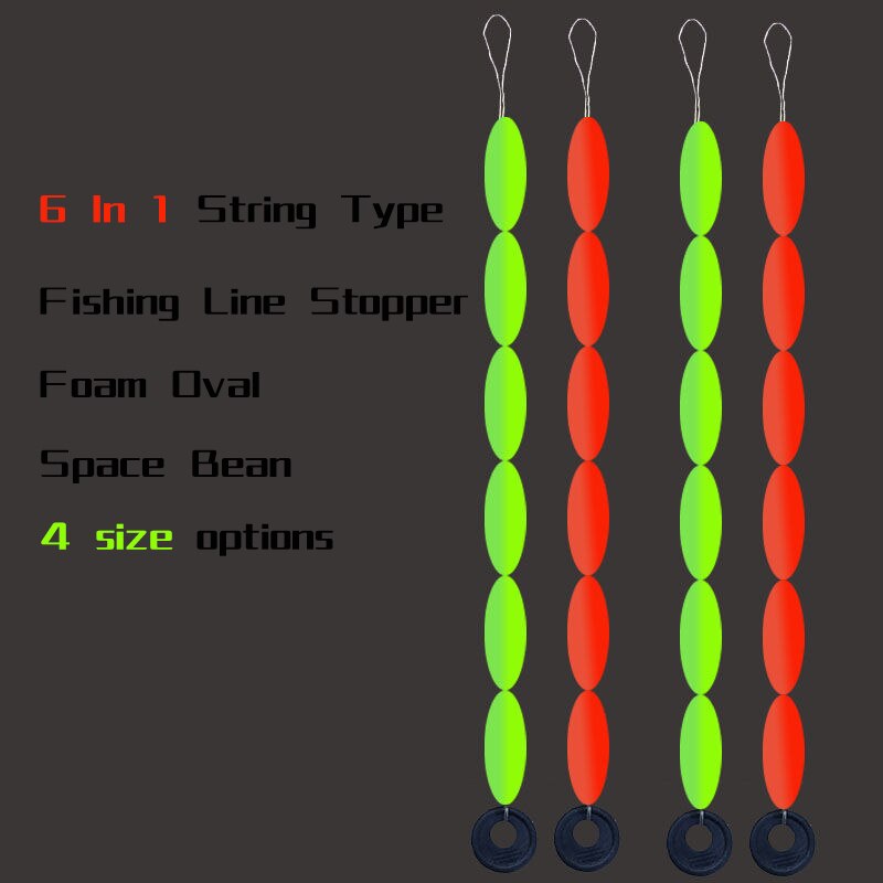 Sedal de pesca Oval Space Bean 6 en 1, cuerda Tipo XS S M L, tope de flotador, accesorios de aparejos, 60 piezas, 10 paquetes