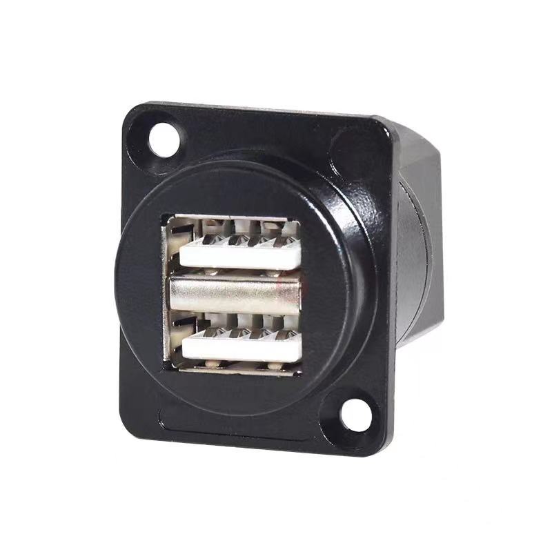 High qualityType D USB2.0 docking module Printer port A to port B USB3.0 Fixed female socket signal extension panel Dual Channel: black USB-2.0-ST