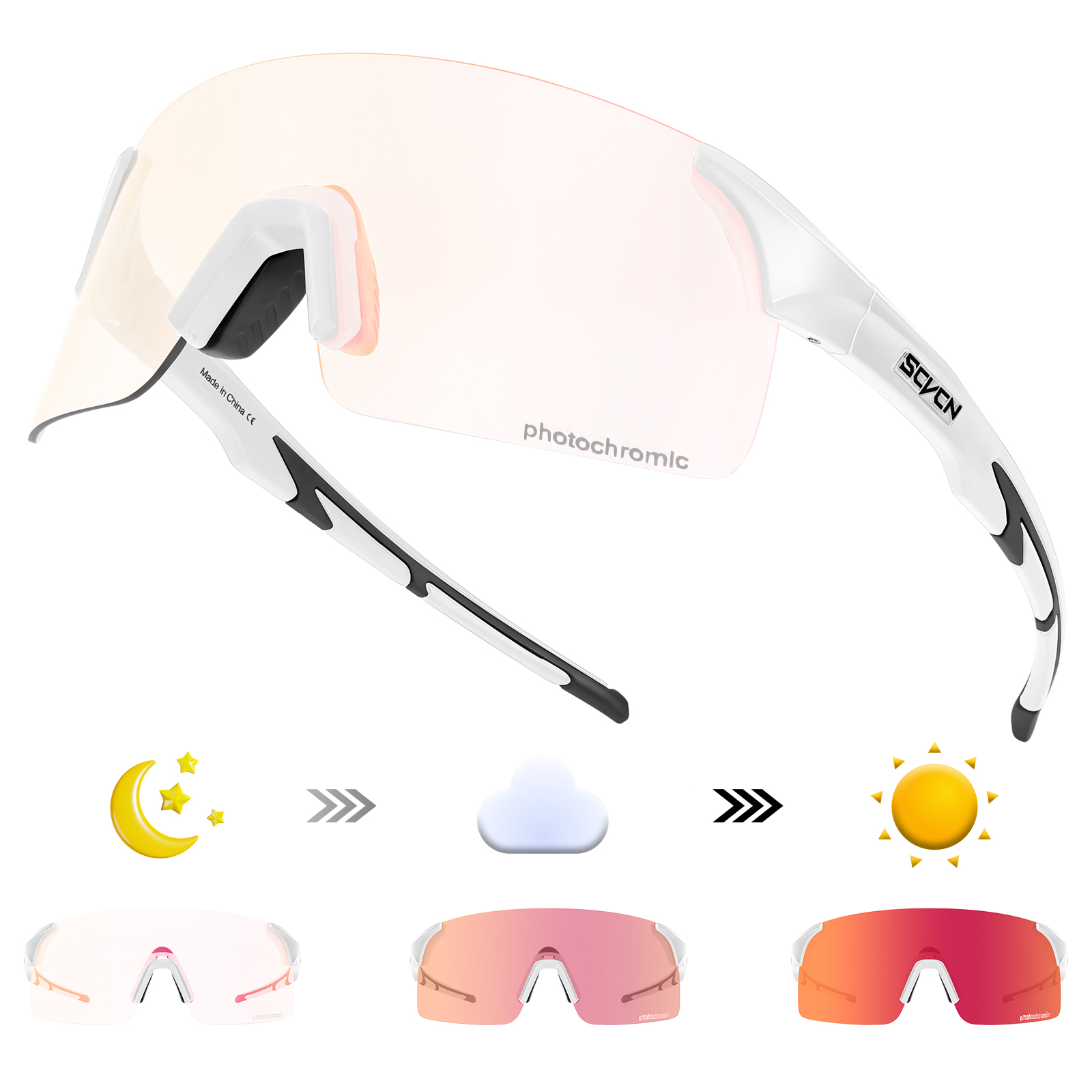 SCVCN Photochromic Cycling Sunglasses UV400 Cycling Glasses Sports Goggles Bicycle Eyewear Sunglasses Outdoor MTB Bike Glasses: Blue