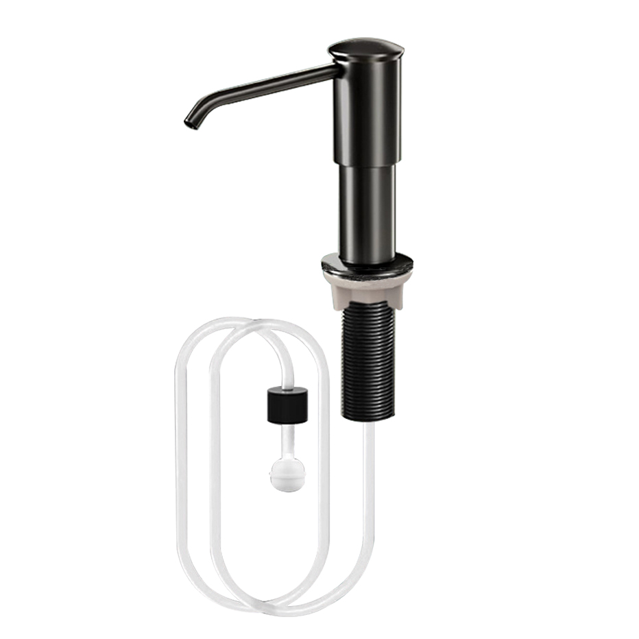 Køkkenbordplade dispenser med forlængerrør håndpresse sæbepumpe plastik sæbedispenser til køkkenvask: Nikkel