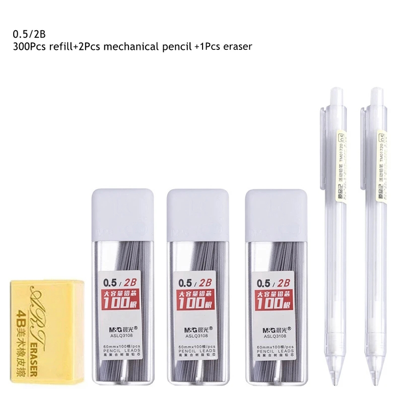 0.5/0.7mm Automatic Pencils Set HB/2B Refill Mechanical Pencil For Drawing Sketching Students School Supplies Cute Stationery: Lavender