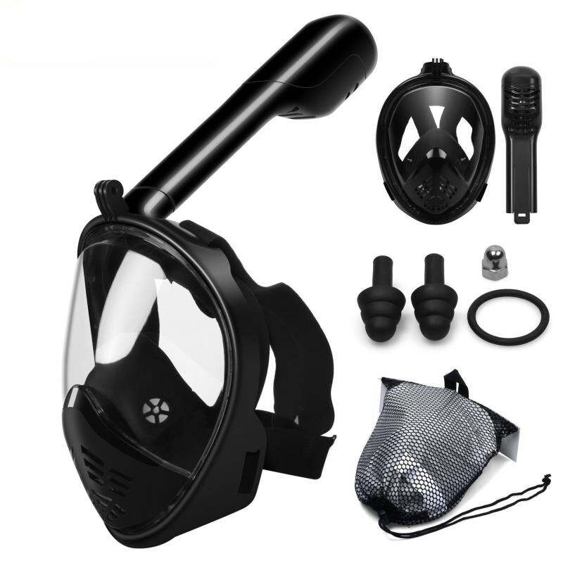 Snorkel Mask Scuba Diving Mask Full Face Anti Fog Underwater Mask With Camera Mount For Swimming Diving Spearfishing Men Women: Black