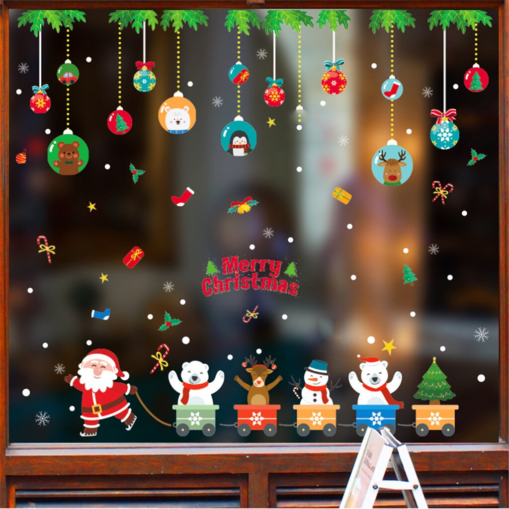 Christmas Wall Stickers Home Decor Stickers Cute Christmas Window Stickers: E