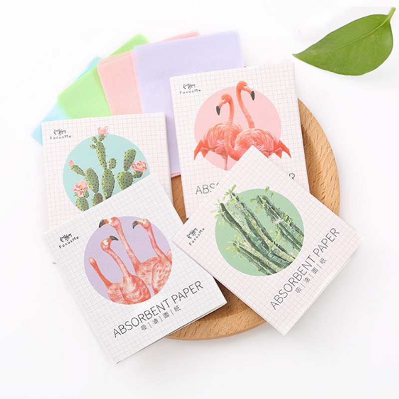 Paquete de 50 unidades de papel absorbente de aceite para limpieza Facial, herramientas de belleza, color azul, verde, rosa y morado
