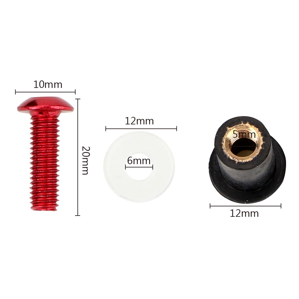 Leepee 10 stk / sett frontrute bolt skive skrue fairing skjerm fester 5 x 15mm motorsykkel frontrute fasterner sett