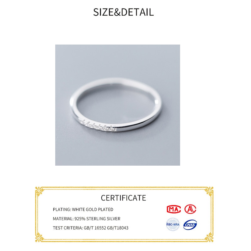 Echt 925 Sterling Silber Zirkon Runde Geometrische Ring Für Frauen Nette Feine Schmuck Minimalistischen Zubehör