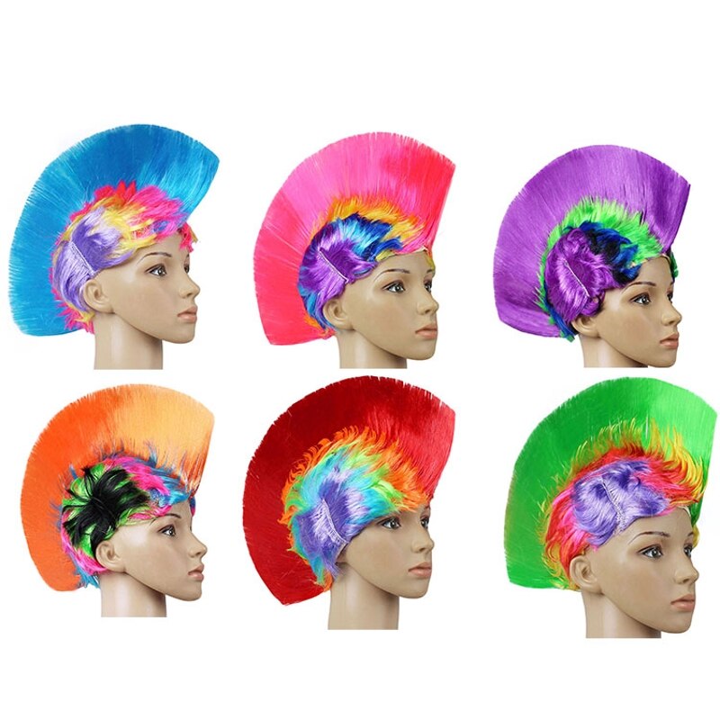 Party Hüte Regenbogen Punk Kostüm Stütze Lustige Schwanz Kamm Haar Hütte Halloween Clown Modellierung Maskerade Hütte für Erwachsene Jugendliche