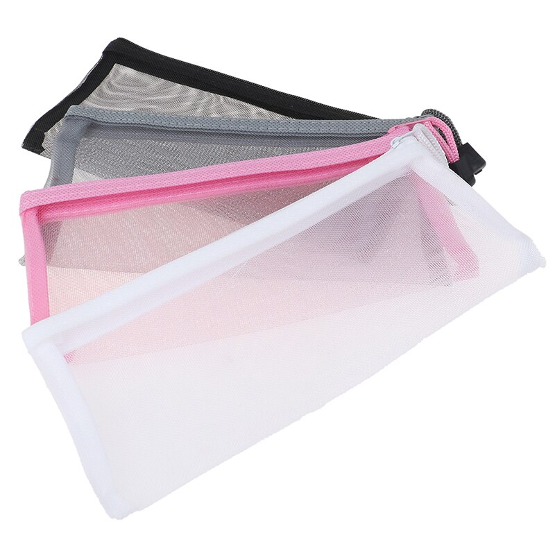 Transparent Mesh Pencil Case Office Student Pencil Cases Nylon Pen Bag School Stationery Supplies for Kid Student