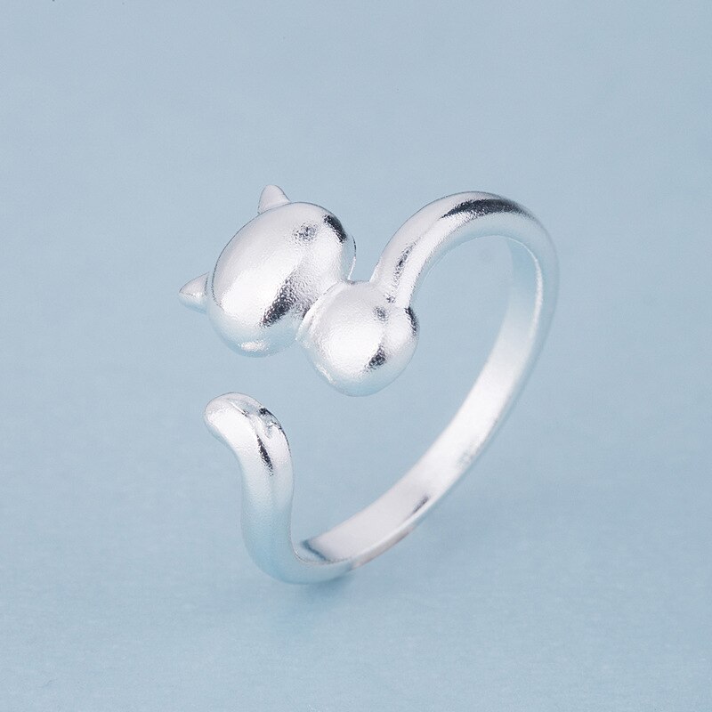 modisch Silber Farbe Katze Ohr Ringe Für Frauen Braut Hochzeit Engagement Schmuck Große Öffnung Antike Ringe
