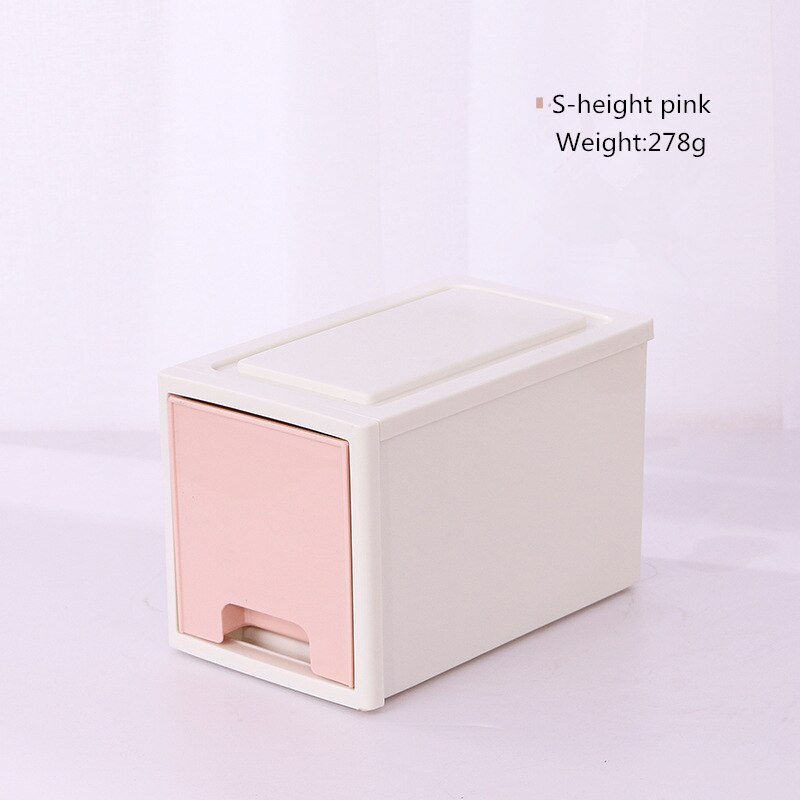 Japanese Plastic Drawer Desktop Storage Box Cabinets Debris Makeup Organizer Jewelry Case Office Stationery Drawer Boxes 1pc: S-Tall pink
