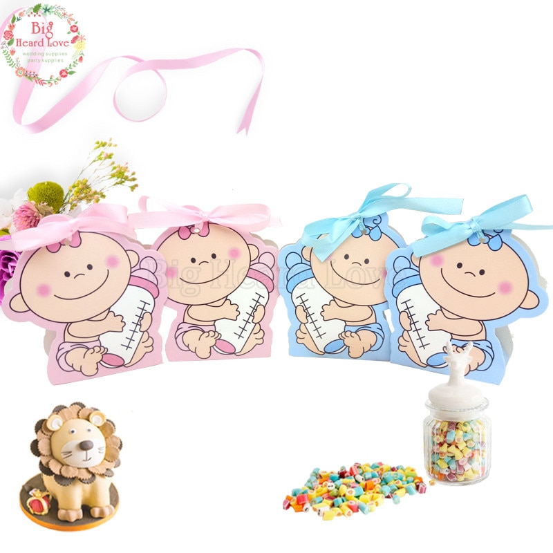 12 stuks/set babymeisje en jongen papieren doos feest babyshower snoepdoos babyfles verjaardagsfeestdecoraties kinderen