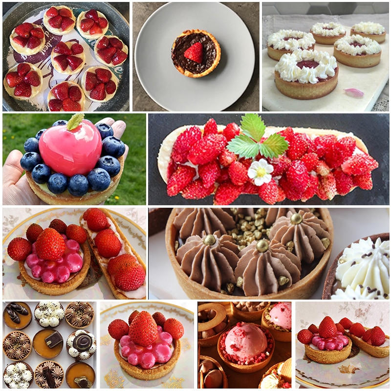 4/8 stk mini terte ring sirkel kutter tartelett form liten pai ring varmebestandig perforert kake mousse former non stick kake form
