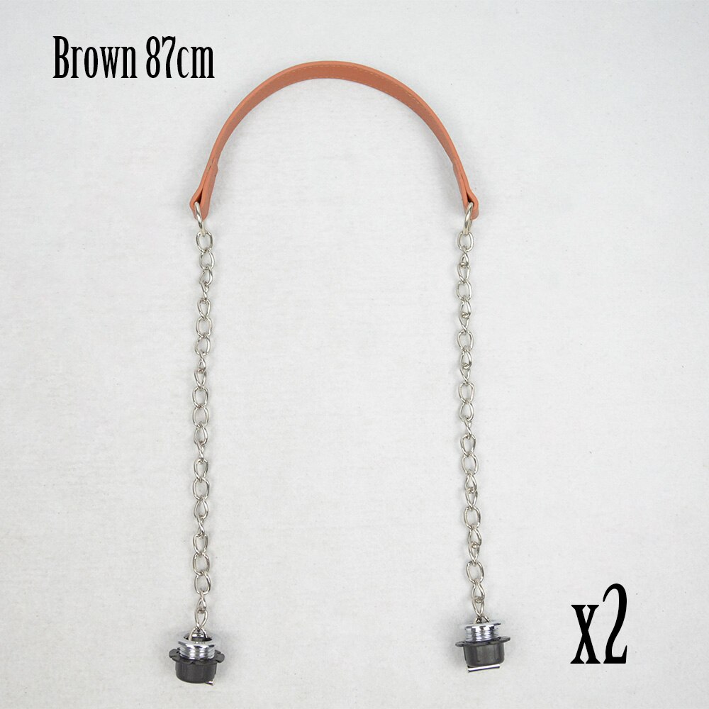 1 Pair long Silver screw single Chain Obag OT metal buckle colorful handles for Obag O Bag women shoulder Handbags: brown