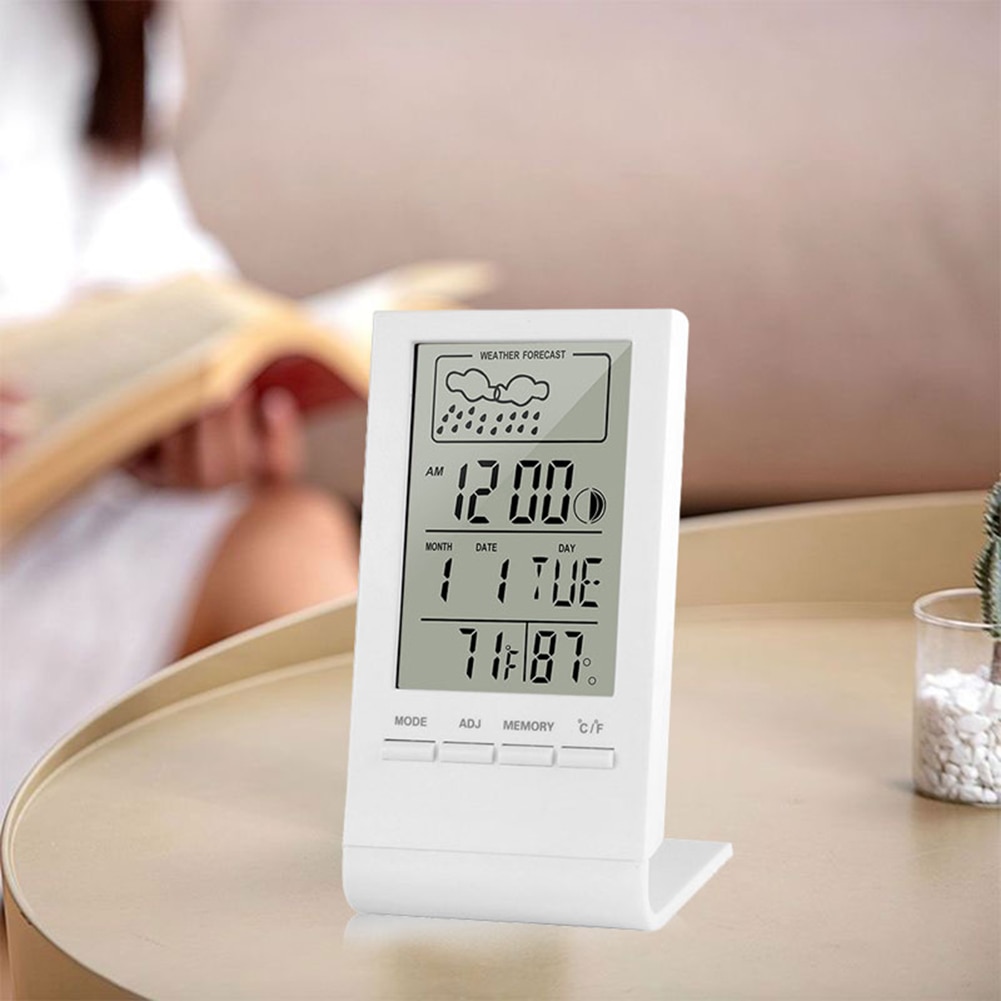 CX-220 Mini Digital Thermometer Hygrometer Indoor Temperature Humidity Meter Gauge Clock Weather Station Forecast Max Min Value