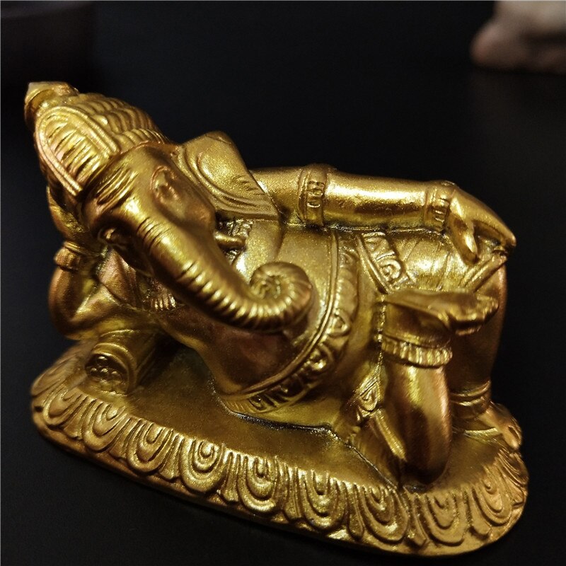 Gylden liggende ganesha buddha statue elefant gud skulptur ganesh figurer menneskeskabte sten hjem have dekoration buddha statuer