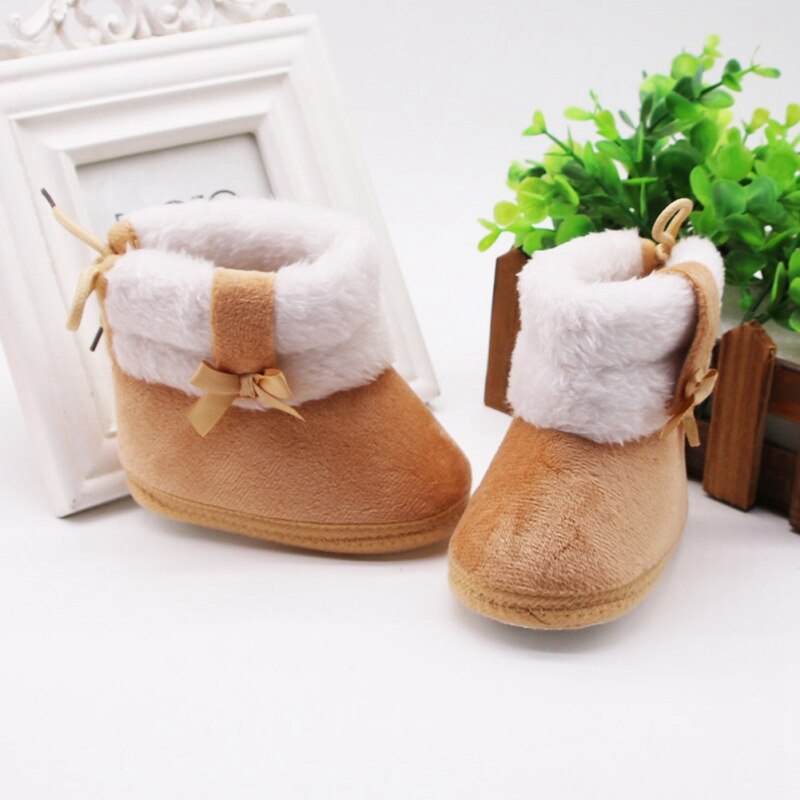 Kış bebek kar botları papyon arka orta tüp çizmeler bebek yürüyüş kaymaz bebek ayakkabısı