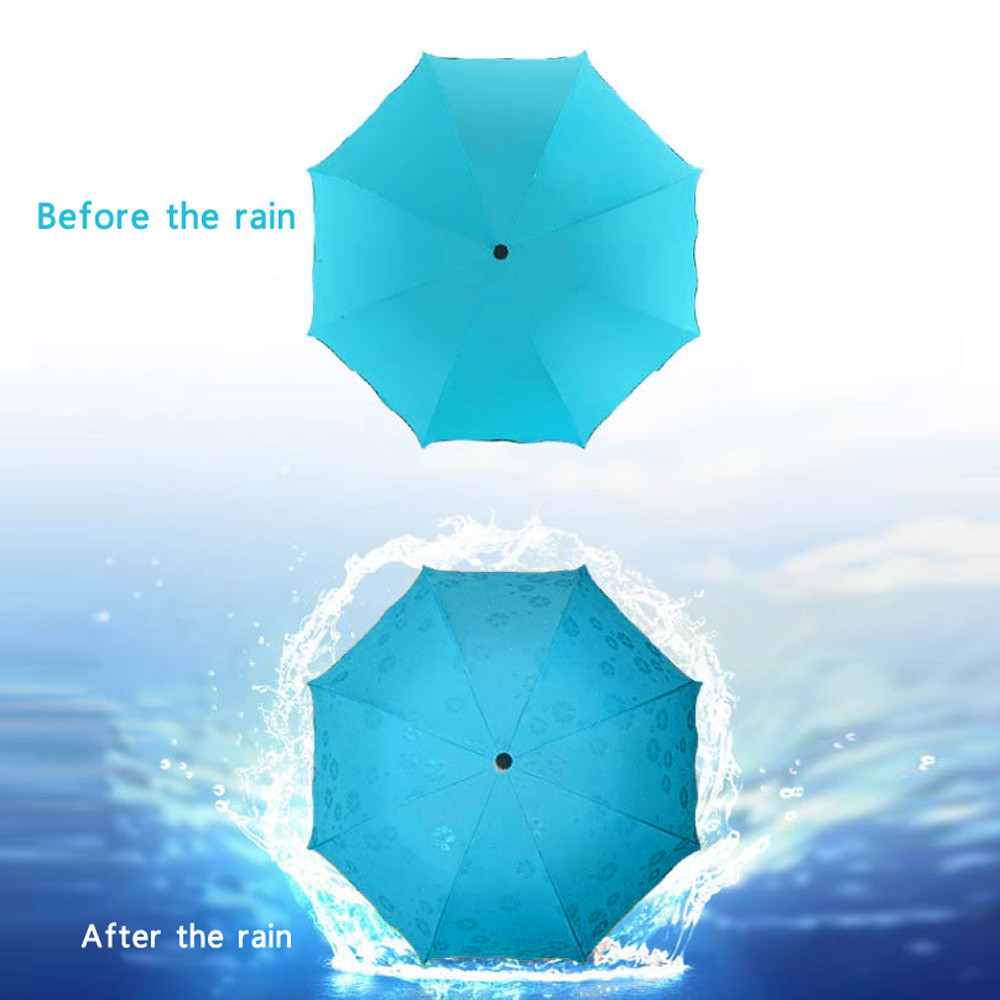 Parasol de viaje paraguas plegable portátil de las señoras de los hombres a prueba de viento paraguas UV de isshowtienda: Azul
