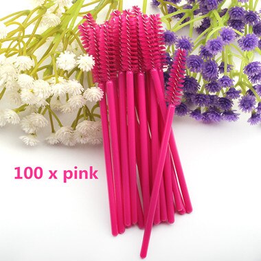50/100 PIÈCES Cils Brosse Faux Cils Brosse Mascara Cils Maquillage Brosse Mascara Pinceaux Jetables pour 3D Volume Cils: 100pcs Full Rose