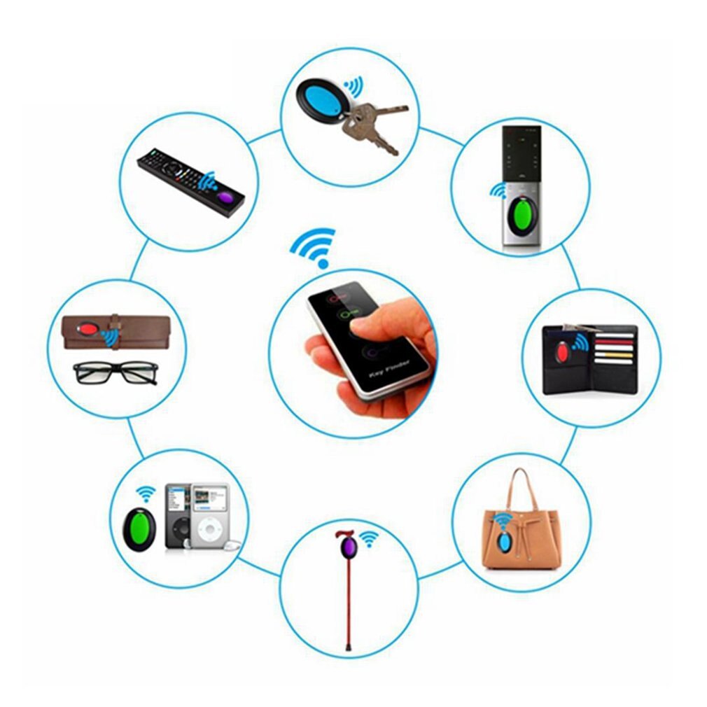 4 In 1 Elektronische Draadloze Key Finder Set Locator Alarm Auto Sleutelhanger 40M Range Key Tracker Met Dock base Led Zaklamp Functie