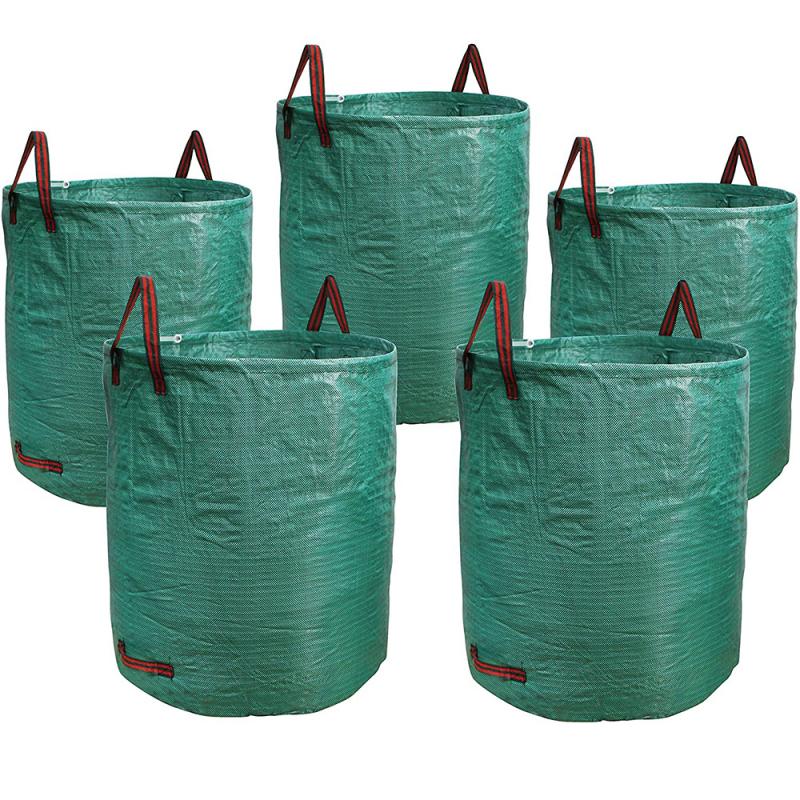 Leaf Bag HWC 1PCS PE Coated Polypropylene Woven Fabric 300/500L Foldable Garden Waste Bags For Garden Lawn Leaf Yard Falling