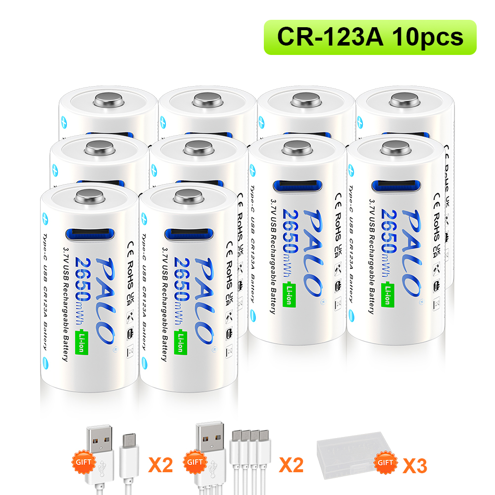 16350 USB CR123A Rechargeable Battery with Type C Port 2650mWh CR123 16340 Batteries Pack RCR123 Lithium Charge for Flashlight: Brown